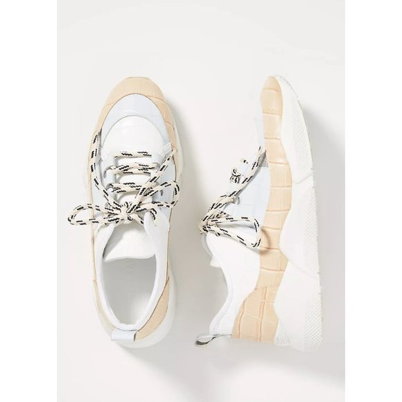 Anthropologie Freda Salvador Mikey Sneakers Croc Emboss Leather Size 8